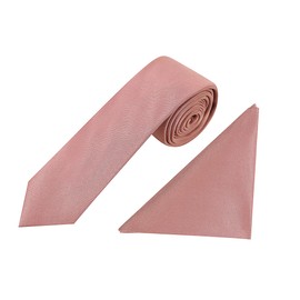 Jenson Samuel Mens Neck Tie & Pocket Sqaure Hanky Set Wedding Races Pastel Shades (Mulberry)