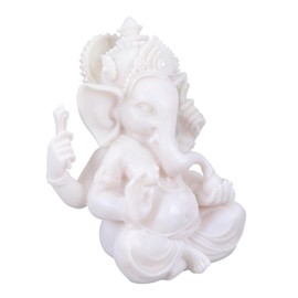 OHPHCALL God Lord Statue Small White Resin Buddha Elephant Sculpture for Home Decor Inspirational Religious Ornament Fine Workmanship for Elegant Spaces