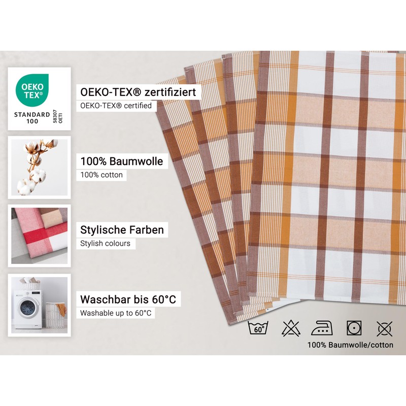 Zollner 014 Set of 4 Tea Towels, Cotton, 50 x
