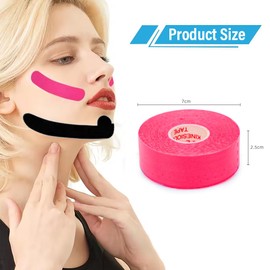 AEIOPRS Pack of 2 Anti-Wrinkle Plaster Lifting Tapes Face Anti Wrinkle Face Tape for Smooth Eyes Multifunctional Face Tape Wrinkle Patch for Firming and Firming the Skin 2.5 cm x 5 m Black Pink
