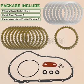 JINFANNIBI Clutch Friction Steel Plates &Gasket Kit for Harley Sportster 883 1200 2004-2019