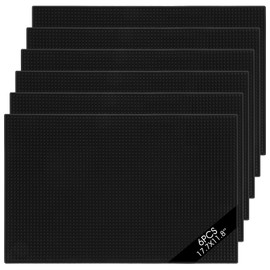 cobee 6Pcs Bar Mats for countertop,18x12Inch Silicone Drying Mat Service Spill Non Slip Thick Rubber Coffee Dish Mat for Bartending Home Drying Kitchen Counter Cocktail