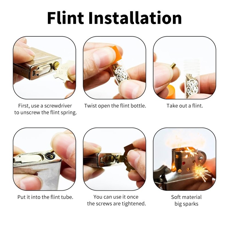 100 Pcs Lighter Flint Refills - Universal Lighter Accessories -