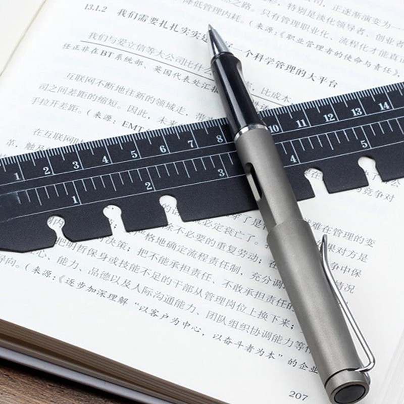 PHILSP 2 Pieces Black/Clear Plastic Page Marker Pouch Pagefinder Measuring
