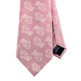 [COLORATA] Carolata Dinosaur Ancient Biological Pattern Necktie (100% Silk / Jacquard Woven), 57.1 x 3.3 inches (145 x 8.5 cm) / Gift Present, coral pink