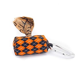 Caninus Collars Orange Argyle Dog Poop Bag Waste Dispenser Cotton Bag (Orange Argyle)