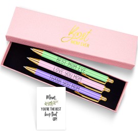 3 Pcs Ballpoint Pen Set for Mother's Day Retractable Ballpoint Pen Inspirational Pen Gift Set with Gift Box and Greeting Cards for Women Wife Mom Grandma Valentine's Day Anniversary Birthday Supplies