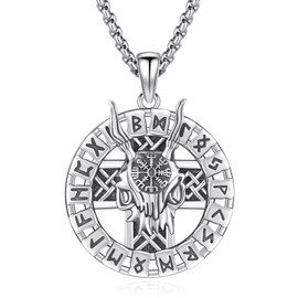 Eusense Viking Jewellery 925 Silver Viking Necklace Gifts Amulet Nordic Mythology Pendant Gift for Men Women, Sterling Silver, Not Applicable