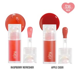 KAJA - Juicy Glass Lip Oil Duo - Instant Hydrating, Plumping & Shine Apple Applicator - Combined Variations: [NEW] Raspberry Refresher + Apple Cider