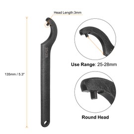 sourcing map C Hook Spanner Wrench, 25-28mm C Pin Motorcycle Shock Nut Chrome Vanadium Spanner Wrench Tool with 3mm Round Head for Machine, Vehicles, Mechanical