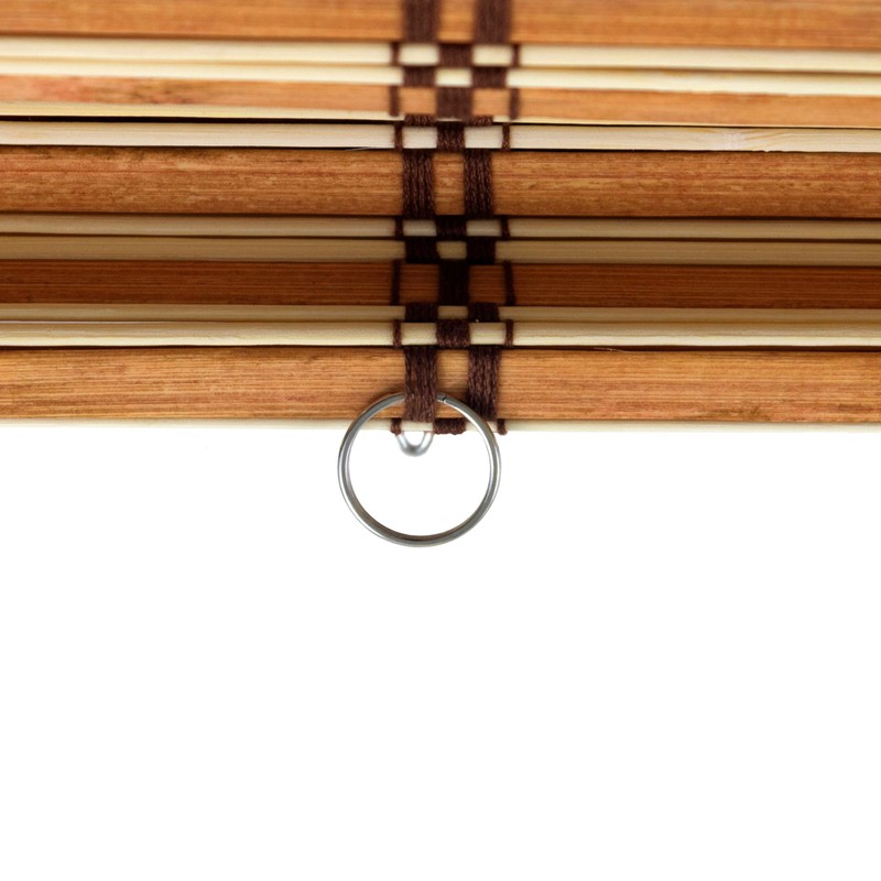Red Lantern Burnt Bamboo Cordless Window Shade - Two-tone Honey,