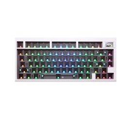 BOYI GMK81-75% Keyboard Kit,Hot-Swap Bluetooth5.0/2.4G/Type-C Tri-Mode Wireless RGB Mechanical Keyboard TFT-LCD Screen Gasket Structure Kit,Customized VIA-programmable Kit with Knob (White)