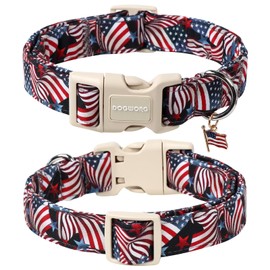 DOGWONG Patriotic Flag Dog Collar, 4th of July American Flag Dog Collars, Adjustable Cute Patriotic Pet Collars Fourth of July Design Dog Collar for Small Medium Large Dogs