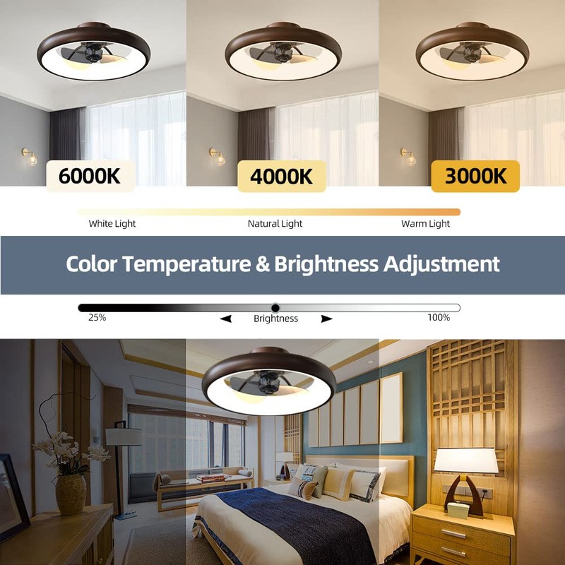 CIKASS Ceiling Fan with Lights Dimmable LED Reversible Blades Timing