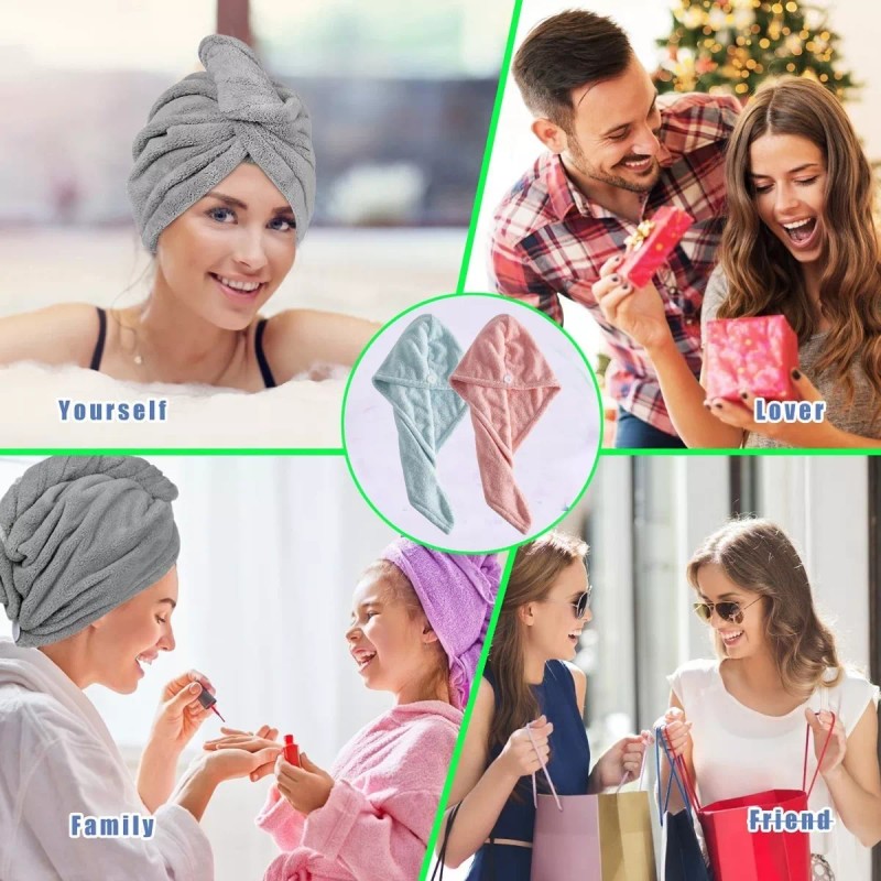 Dolores Toalla Cabello Secado Rápido Microfibra Gorro Turbante 2 Uds