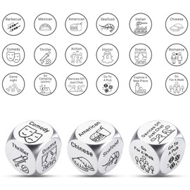 Valentines Day Gifts for Him Her, 3PCS Date Night Dice Food Dice, Couples Activities Dice Gifts, 11th Anniversary Steel Gifts, Christmas Stocking Stuffers for Women Men, Easter Stocking Stuffers