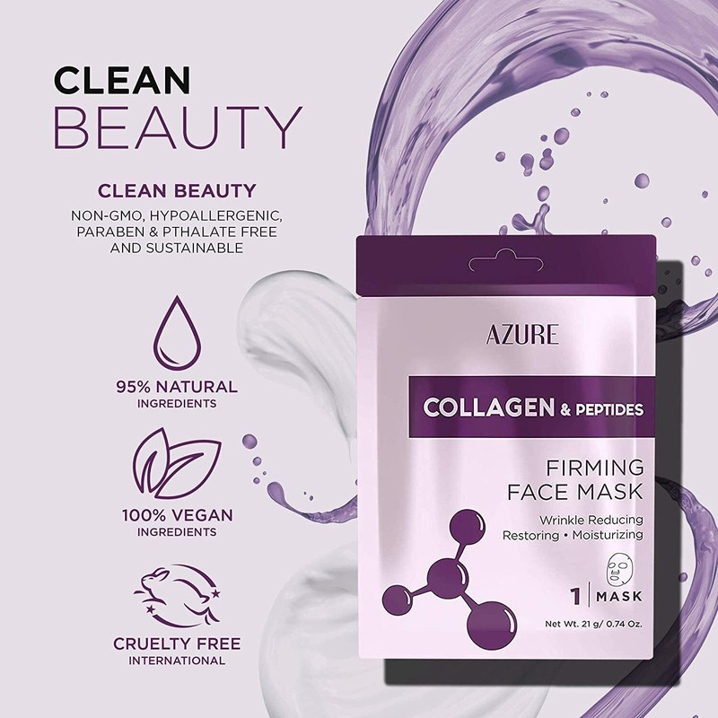 AZURE Collagen & Peptides Firming Sheet Face Mask - Restoring,