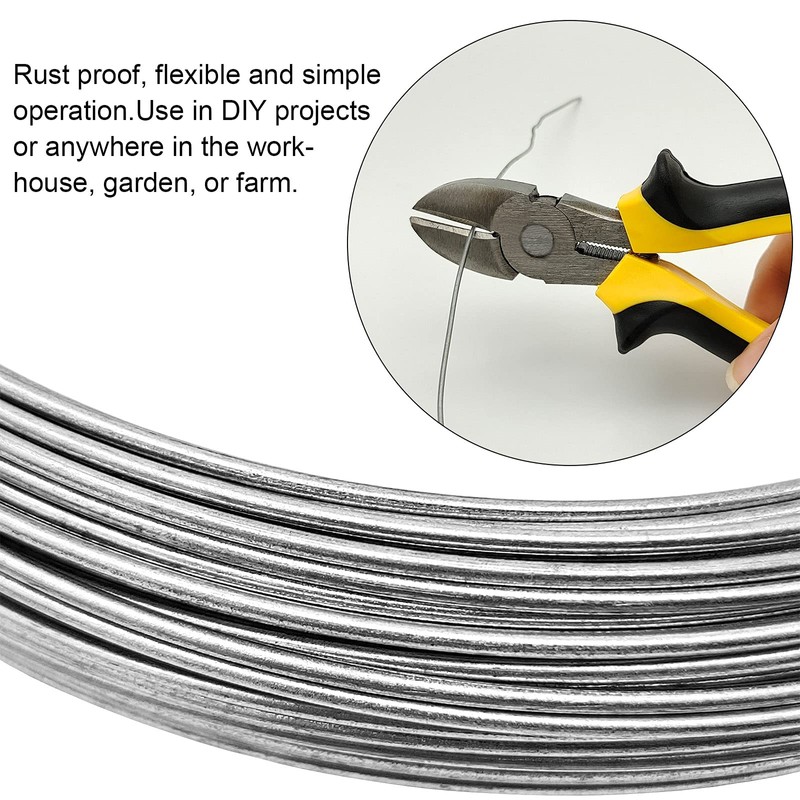 19 Gauge Galvanized Solid Wire,98ft Galvanized Hobby Wire,Multi-Purpose Steel Wire