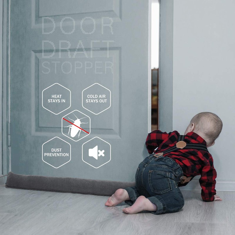 Door Draft Stopper, 42 Inch Weighted Under Door Noise Cold