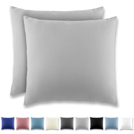 Redkey Cushion Cover 80 x 80 cm, Set of 2 Pillowcases with Zip, Brushed Microfibre Cushion Cover for Cushions, Washable up to 40 °C, Light Grey
