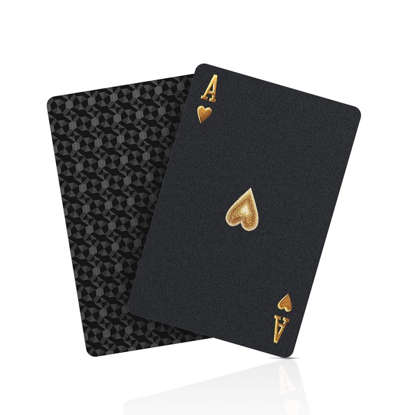 BIERDORF Black Playing Cards, Waterproof, Black, Magic Tricks, 54 Pieces, Diamond Series (2020 Latest First Sale Version)
