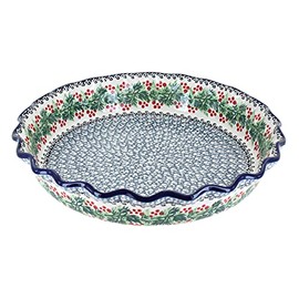 Blue Rose Polish Pottery Noelle Pie Plate