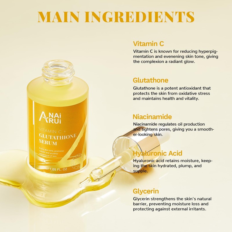 ANAiRUi Glutathione Serum with Vitamin C and Niacinamide, Glutathione Skin