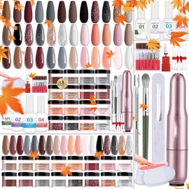 50 Color Dip Powder Nail Kit with Electric Nail Drill Base & Top Coat/Activator Liquid Nail Art Manicure Salon DIY for Daily at Home Party Gifts for Women