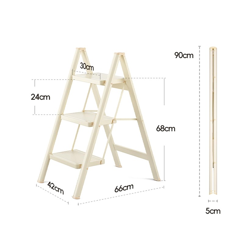 Frezon 3 Step Ladder, Folding Stool With 20CM Widened Pedal,