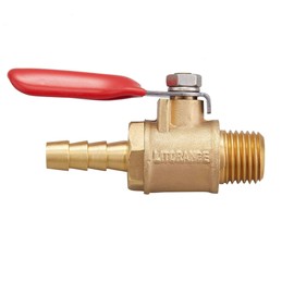 Litorange 2 PCS Brass Water Mini Ball Valve Shut Off Switch, 1/4" NPT Male Thread x 1/4 INCH Hose Barb Pipe Tubing Fitting Coupler, 180 Degree Operation Handle