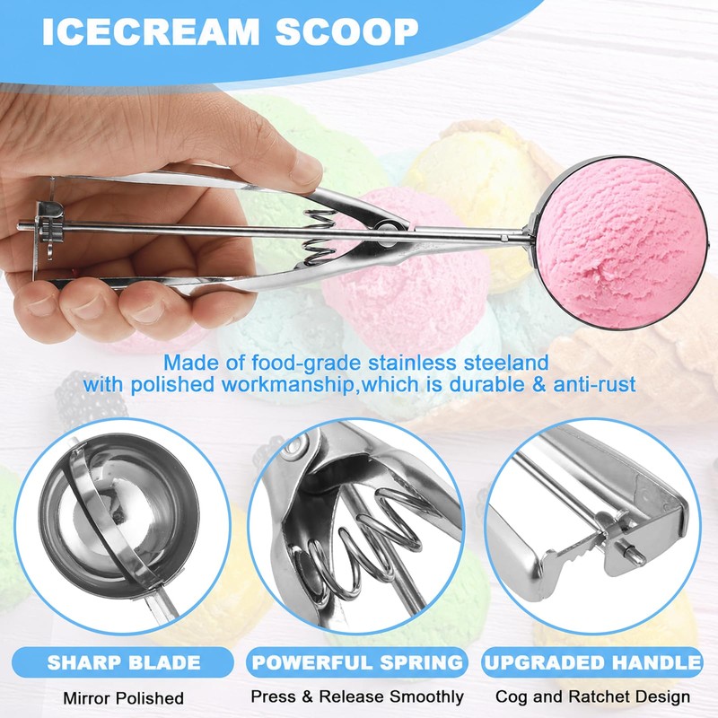 Ice Cream Scoop - Nonstick Anti-Freeze One Piece Aluminum Scooper