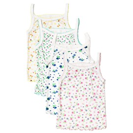 B-One Kids Girls' Cotton Camisole Tank Top Undershirt (Multipack) (Size 3 (24-36 Months), Floral Cami (4-Pack))