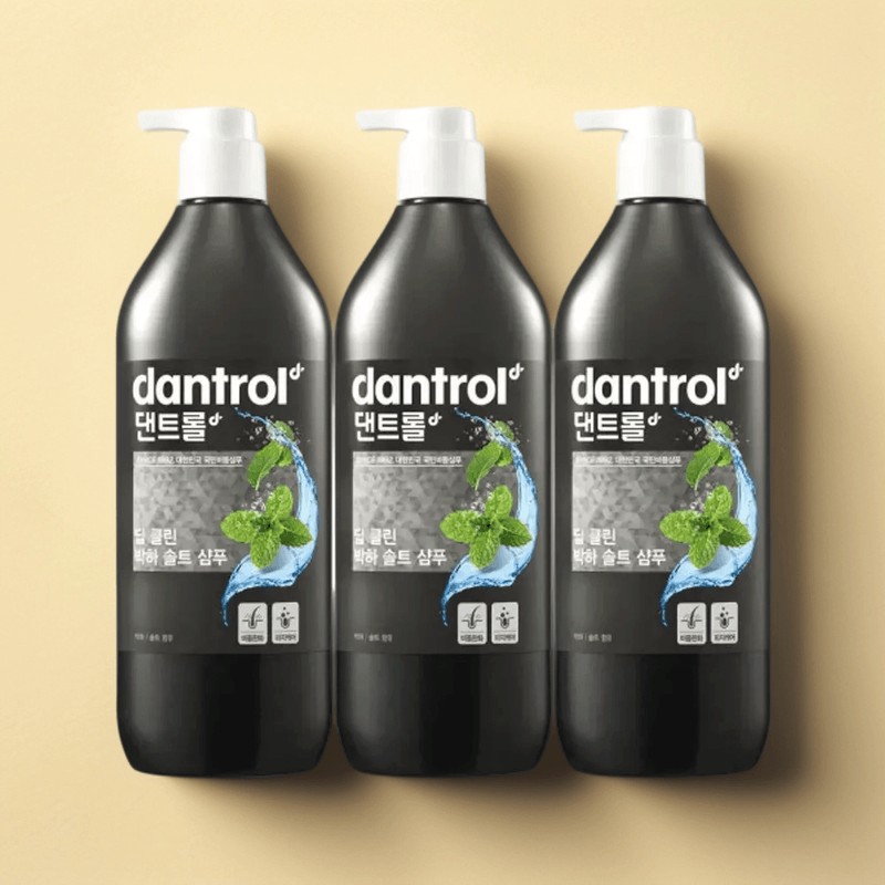 댄트롤 비듬완화 딥클린 박하 솔트 샴푸 820ml 3통 최근생산 Dentrol