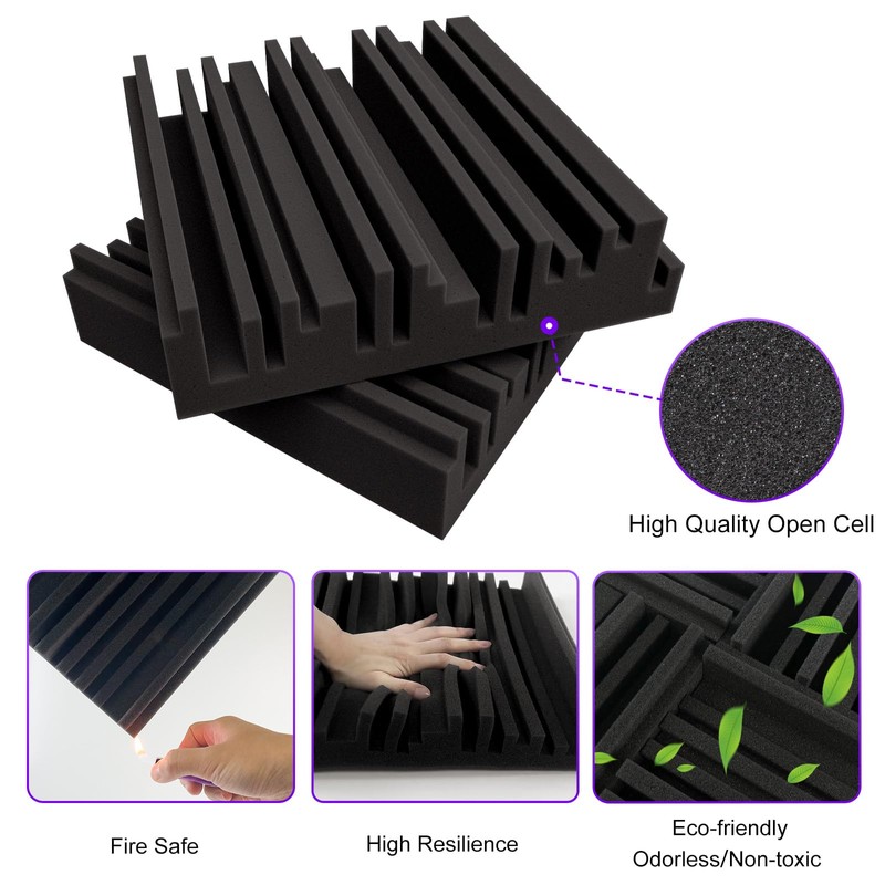 TroyStudio Self-adhesive Acoustic Foam Panels, 12 X 12 X 2