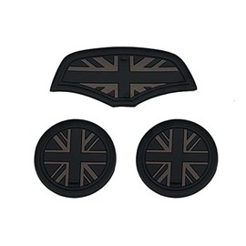 Mini F55 F56 Car Drink Holder Coasters, Pack of 3 Car Drink Holder Coasters, Non-Slip Drink Holder Coasters for Mini Cooper Hatchback F55 F56 (Union Jack Black)
