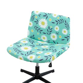 Armless Criss Cross Chair Cover Protectors Stretchable Removable Wide Seat Chair Cover Mid Back Computer Desk Vanity Accent Chair slipcovers (Daisy)