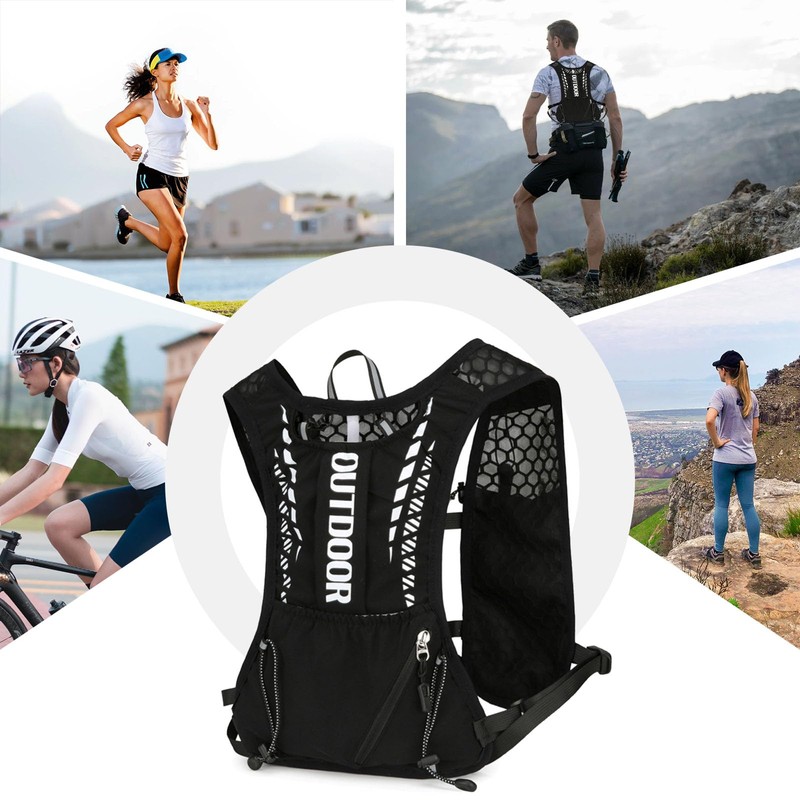 DOINEUFL Adjustable Running Vest Running Backpacks Functional 5L Hydration Pack