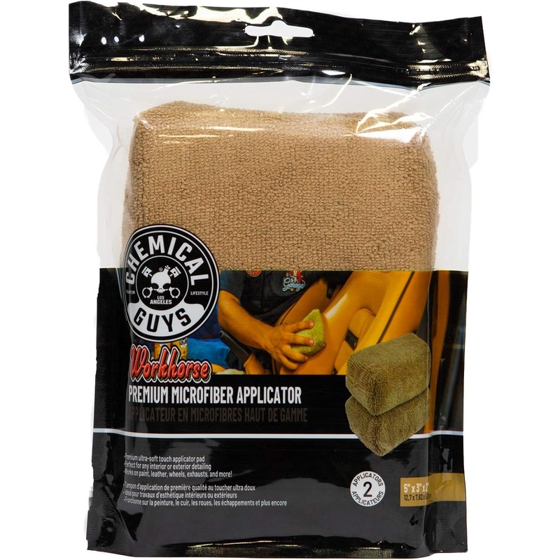 Chemical Guys Aplicador de Microfibra Workhorse MIC28402, Color Canela, Paquete