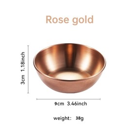 Hayuhone 12 Pack Stainless Steel Sauce Dishes, Rose Gold Mini Saucers Bowl Round Seasoning Dishes Sushi Dipping Bowl Appetizer Plates, 3.15inch