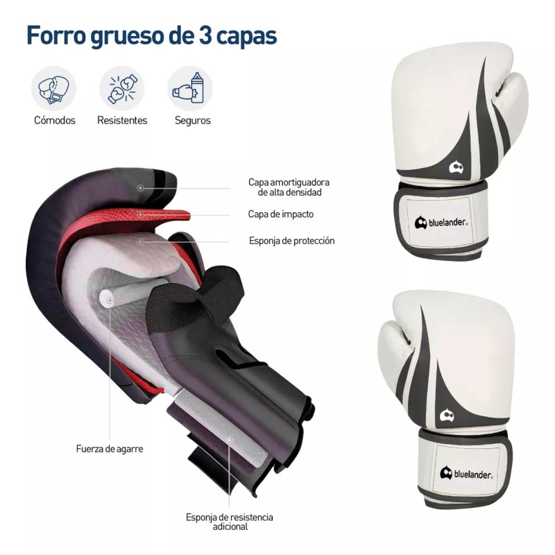 Bluelander Guantes De Box Profesional Correa Velcro Kickboxing 14-oz