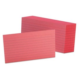 Oxford Products - Oxford - Ruled Index Cards, 3 x 5, Cherry, 100/Pack - Sold As 1 Pack - Ideal for presentations and study aids. - Precision engineered for uniform size. - Commercial-quality card stock.