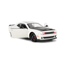 LOVEPOSELY Compatible for 1/24 Dodge Challenger SRT Hellcat Car Model, Collectible Die-Cast Model Car with Lights and Sounds,Pull Back Car Toy for Adults Kids Birthday Gifts Decoration (White)