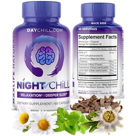 Suplemento para dormir Night Chill  60 cpsulas  Apoyo para dormir reparador con DHH-B de corteza de magnolia y suplemento de L-teanina  Apoyo para el 