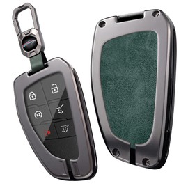 TECART Zinc Alloy Key Fob Cover Fit for Buick Envision Avenir 2020-2024, Fit for Chevy Suburban Tahoe, Full Protection Remote Key Case with Keychain 3/4/5/6 Buttons Dark green