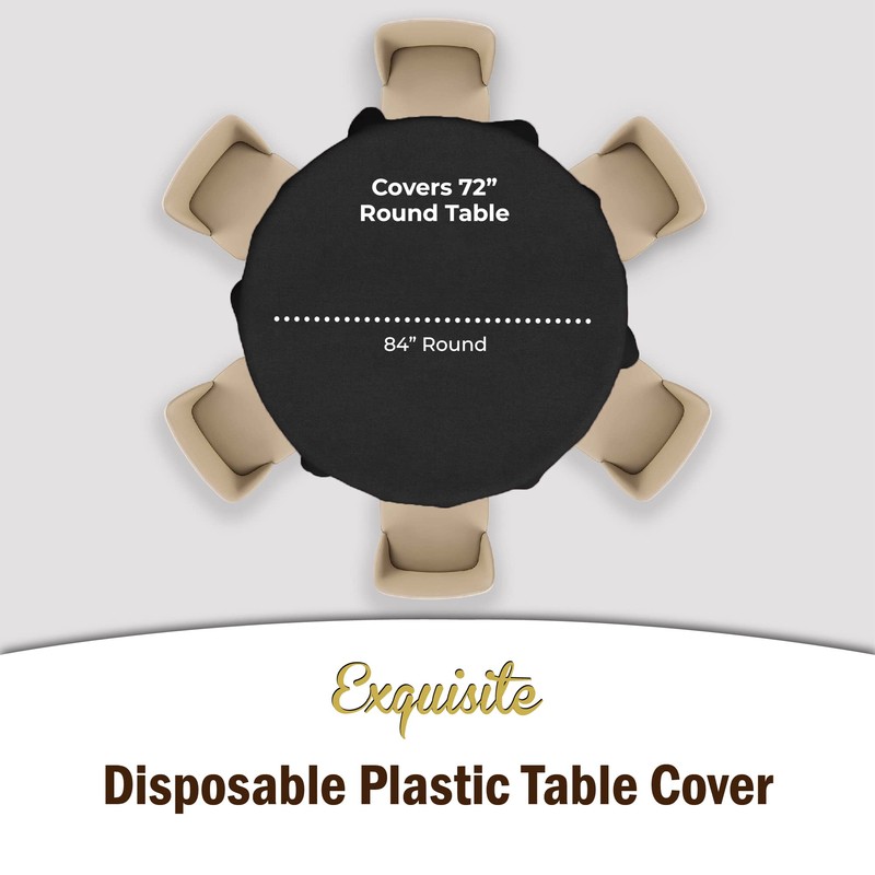 Party Solids 6-Pack Premium Plastic Tablecloth 84in. Round Plastic Table