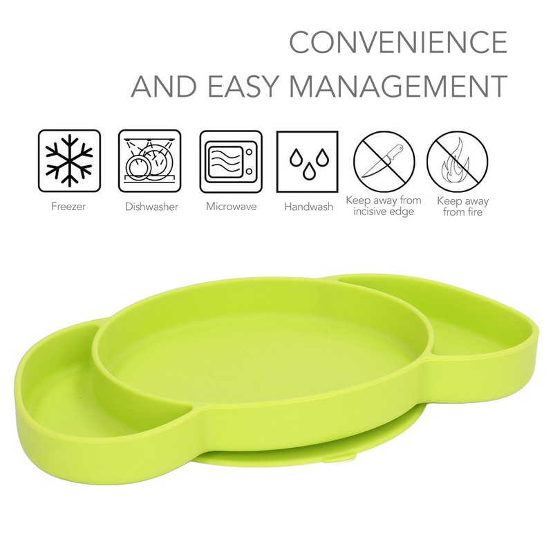 Kids Divided Plates Safe Silicone Foldable Prevent Slipping Toddler Suction
