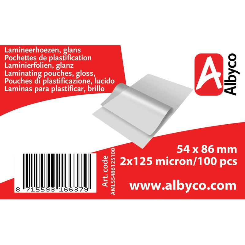 Laminating Pouch, Laminating Pouch, Glossy 54 x 86 mm Thickness