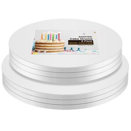Kootek Cake Boards Drums 12 & 14 Inch Round, 1/2" Thick Decorating Supplies White 6-Pack Sturdy Corrugated Cardboard Base, Base para Pastel
