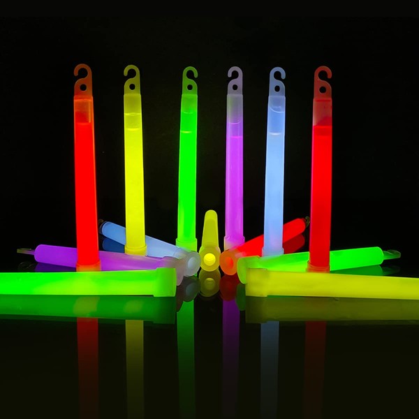 6 Inches Long 32 Pcs Glow Sticks Large Party Packs - Ultra Bright Mega Pack Sticks in 8 Colours - Neon UV Accessories for Festivals, Halloween, Camping & Cycling