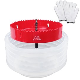 Tsnamay 6-1/4"(159mm） Hole Saw for Recessed Lights,Bi-Metal Hole Cutter with Dust Bowl Catcher and Thickened Gloves for Led Recessed Lighting Wood Metal Drywall PVC